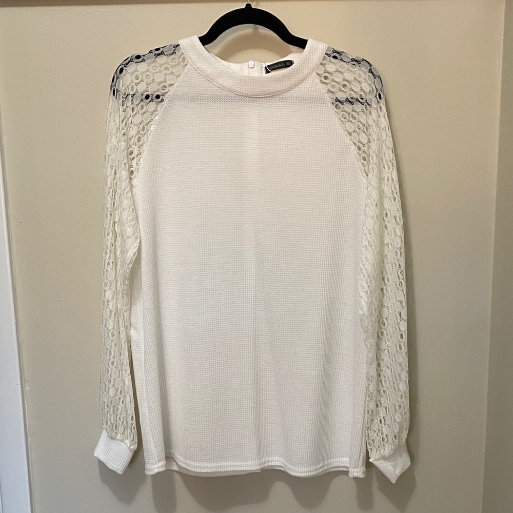 Chic White Lace Sleeve Blouse